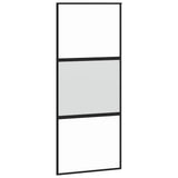 Sliding Door with Hardware Set Black 90x205 cm Tempered Glass 3375958