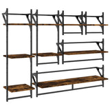 6 Piece Wall Shelf Set with Bars Smoked Oak Engineered Wood 836270