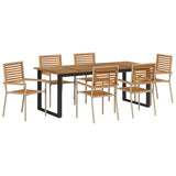Garden Dining Set 7 pcs Beige Solid Acacia Wood 3365468