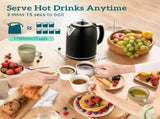 Polished Retro 40-100&degC Kettle and Toaster Set - Black T3398P425423