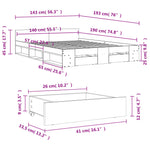 ZNTS Bed Frame with Drawers without Mattress White 140x190 cm 3280762