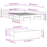 ZNTS Bed Frame with Drawers without Mattress White 140x190 cm 3280762