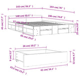 Bed Frame with Drawers without Mattress White 140x190 cm 3280762