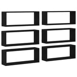 Wall Shelves 6 pcs Black Oak 60 x 15 x 23 cm Engineered Wood 862647