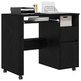 Desk with Wheels Black Oak 91 x 50 x 77 cm Engineered Wood 869531