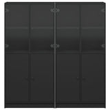 Bookcase with Doors Black 136x37x142 cm Engineered Wood 3206525