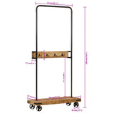 Clothes Rack with Wheels 90x35x190 cm Solid Wood Mango and Iron 358580