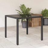 Garden Table Black PE Rattan 90x90 cm Sturdy Garden Table 365586