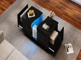 Led Coffee with 2 Drawer Storage, High Gloss Coffee for Living Room Unique Shape Centre N605P287896B