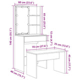 Dressing Table Set with LED Old Wood Engineered Wood 3329187