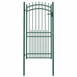 Fence Gate with Spikes Steel 100x200 cm Green 146387