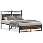 Bed Frame without Mattress Smoked Oak 120x190 cm Small Double Engineered Wood 4106905