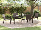 Garden Dining Set 5 pcs Brown Powder-Coated Steel 3379397