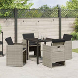 Garden Dining Set with Cushion 5 pcs Light grey Poly rattan 3379960