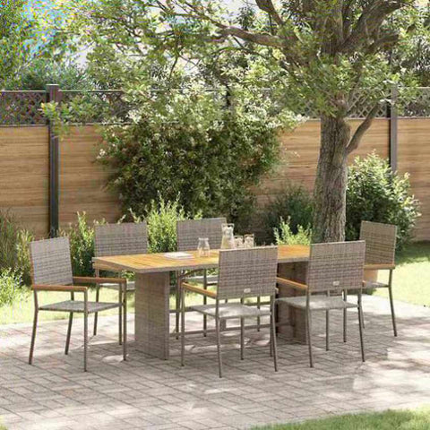 Garden Dining Set 7 pcs Grey Poly Rattan 3365431