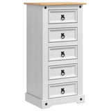 Bedside Table Corona White 53 x 39 x 103 cm Solid Pine Wood 42021191