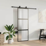 Sliding Door with Hardware Set Black 76x205 cm Tempered Glass 3375814