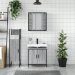 ZNTS 3 Piece Bathroom Cabinet Set Grey Sonoma Engineered Wood 3214763