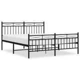 Metal Bed Frame without Mattress with Footboard Black 160x200cm 373712