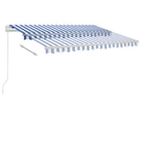 Freestanding Manual Retractable Awning 350x250 cm Blue/White 3069516