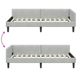 Corner Bed Frame Light Grey 90 cm x 190 cm Velvet 42016144