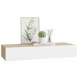 330263 Wall-mounted Drawer Shelf Oak and White 60x23,5x10cm MDF