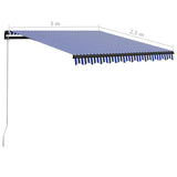 Manual Retractable Awning with LED 300x250 cm Blue and White 3055220
