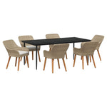 Garden Dining Set with Cushion 7 pcs Beige Poly Rattan 3261696