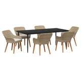 Garden Dining Set with Cushion 7 pcs Beige Poly Rattan 3261696