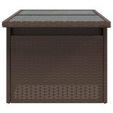 Garden Table with Glass Top Brown 100x55x73 cm Poly Rattan 366208