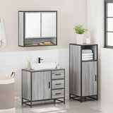 3 Piece Bathroom Furniture Set Grey Sonoma Engineered Wood 3300988