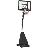 245-305cm Adjustable Basketball Hoop and Stand, with Wheels, Black T3398P349119