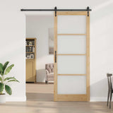 Sliding Door Natural 83 x 232 cm Solid Pine Wood and Glass 3332337