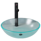 Bathroom Sink with Tap and Push Drain Frosted Tempered Glass 3098445