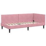 Corner Bed Frame with Headboard Pink 100 cm x 200 cm Velvet 42016239