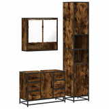 3 Piece Bathroom Furniture Set Smoked Oak Engineered Wood 3301112