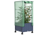 Garden Planter with Greenhouse Cover&Wheels Blue Grey PP 3422931