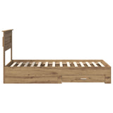 Bed Frame with Drawer Artisan Oak 100 x 200 cm Engineered Wood 3410026