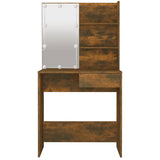 Dressing Table with LED Smoked Oak 74.5x40x141 cm 820481