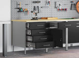 Work Cabinet with Drawer 2 pcs Black and Grey 100 x 55 x 85 cm 3321364
