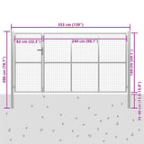 Garden Gate Steel 350x150 cm Silver 144343