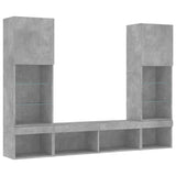 5 Piece TV Wall Units with LED Concrete Grey Engineered Wood 3216693