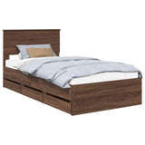 Bed Frame with Drawer Brown Oak 100 x 200 cm Engineer Wood 3410741