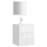 Bathroom Furniture Set High Gloss White Engineered Wood 3071312