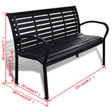 Garden Bench Black Steel 125 cm Heavy Duty 41556