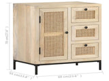 Sideboard 60x35x70 cm Solid Mango Wood and Natural Cane 323508