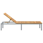 Sun lounger Reclining Grey 200 x 55 x 35cm Solid Acacia wood 4010621