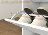 12 Shoe Storage Cabinet, with Chevron Indents and Gold Tone Accents - White T3398P330362