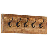 Wall-mounted Coat Rack with 5 Hooks Solid Wood Mango 358955