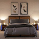 Bedside Cabinets with LED Lights 2 pcs Smoked Oak Engineered Wood 852056